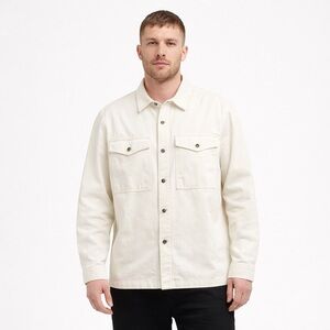 Topman Overshirt Jacket Men 2XL Cream Button Up Utility Shirt Coat